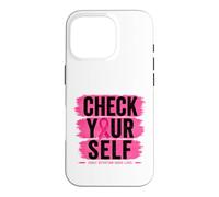 Custodia per iPhone 16 Pro Controlla te stesso nastro rosa consapevolezza del cancro al seno