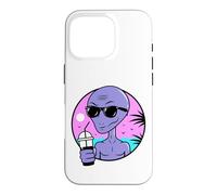 Custodia per iPhone 16 Pro Cool Alien Drinking Summer Juice Illustration Graphic Design