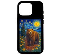 Custodia per iPhone 16 Pro Cool Bear in the Starry Night Painting Concept Graphic Art