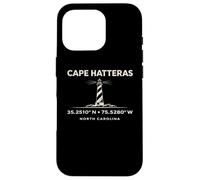 Custodia per iPhone 16 Pro Coordinate del faro di Cape Hatteras North Carolina
