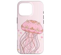 Custodia per iPhone 16 Pro Coquette Jellyfish Pink Bow Pearls Soft Girl Aesthetic