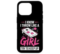 Custodia per iPhone 16 Pro Cornhole Donne Signora Divertente Getto Come Una Ragazza Cerco Di Tenere Il Passo