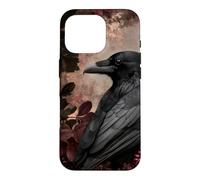 Custodia per iPhone 16 Pro Corvo gotico e fiori botanici scuri