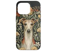 Custodia per iPhone 16 Pro Cottage floreale da giardino con levriero italiano rosso fulvo