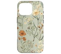 Custodia per iPhone 16 Pro Cottagecore botanico da giardino floreale con fiori selvatici verde salvia