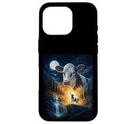 Custodia per iPhone 16 Pro Cow Howling to The Moon Vintage Funny Cow