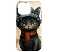 Custodia per iPhone 16 Pro Cozy Black Cat Autumn Cottagecore - Cute Autumn Winter Kitty