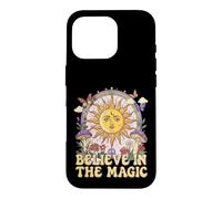 Custodia per iPhone 16 Pro Credere nel magico sole fungo Boho Hippie Art