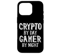 Custodia per iPhone 16 Pro Crypto By Day Gamer By Night Bitcoin Cryptocurrency NFT Game