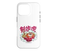 Custodia per iPhone 16 Pro Cute Chubby Tiger Ramen Noodle Bowl Japanese Foodie Lover