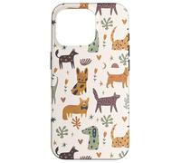 Custodia per iPhone 16 Pro Cute Dog Lover Theme Boho Aesthetic Retro Pet Pattern