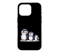Custodia per iPhone 16 Pro Cute Penguin Family Walking Winter Cartoon