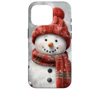Custodia per iPhone 16 Pro Cute Snowman, Red Knit Hat & Scarf - Cozy Winter Christmas