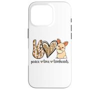 Custodia per iPhone 16 Pro Cute Womens Girls Kawaii Peace Love Lionhead Rabbit Lover