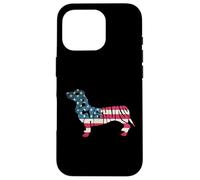 Custodia per iPhone 16 Pro Dachshund American Flag 4th of July Funny Dog Lover