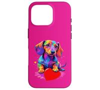 Custodia per iPhone 16 Pro Dachshund Shirt - Colorful Dachshund Heart Graphic