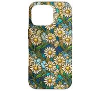 Custodia per iPhone 16 Pro Daisy Vintage Wildflower Stained Mosaico Floreale