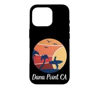 Custodia per iPhone 16 Pro Dana Point California Surfing Surfer Vintage Tramonto Retro CA