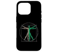 Custodia per iPhone 16 Pro DaVinci Vitruvian Uomo con UFO UAP Alien Science Design