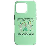 Custodia per iPhone 16 Pro Dead Inside St Patricks Day Dancing Skeletons Lucky Clover