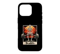 Custodia per iPhone 16 Pro Deadlifts Skeleton Gothic Powerlifter Pesante Bilanciere Allenamento