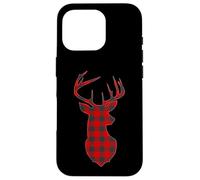Custodia per iPhone 16 Pro Deer Plaid Red Reindeer Buck Christmas Xmas