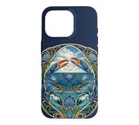 Custodia per iPhone 16 Pro Design Art Nouveau Blue Crab Sea Life