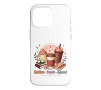 Custodia per iPhone 16 Pro Design della routine quotidiana di Coffee Teach Repeat Teach