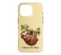 Custodia per iPhone 16 Pro Design divertente con bradipo pigro "Embrace the slow"