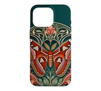 Custodia per iPhone 16 Pro Design floreale stile Art Nouveau con falena dell'Atlante