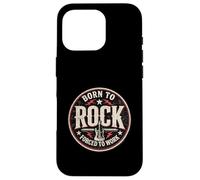 Custodia per iPhone 16 Pro Design vintage con chitarra Born To Rock Forced To Work