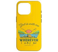 Custodia per iPhone 16 Pro Dio è con me ovunque io possa andare - Giosuè 1:9 Retro Camping