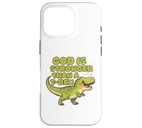 Custodia per iPhone 16 Pro Dio è più forte di un Trex Cute Dino Kids Christianity