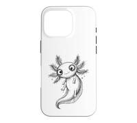 Custodia per iPhone 16 Pro Disegno disegnato a mano carino Axolotl Doodle Line Art Pet Drawing