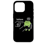 Custodia per iPhone 16 Pro Dishonest Frog Behave No Funny Frog Meme Cartoon Men Women
