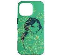 Custodia per iPhone 16 Pro Disney Princess Mulan e Mushu Verde