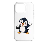 Custodia per iPhone 16 Pro Divertente cartone animato pinguino cantante karaoke divertimento