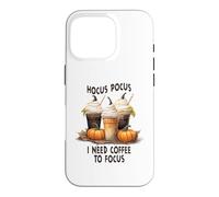 Custodia per iPhone 16 Pro Divertente Halloween Hocus Pocus I Need Coffee To Focus Barista