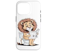 Custodia per iPhone 16 Pro Divertente Leone Sulla Carta Igienica Sarcastico