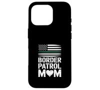 Custodia per iPhone 16 Pro Divertente mamma della pattuglia di frontiera che dice il cuore della bandiera americana
