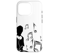 Custodia per iPhone 16 Pro DJ con giradischi e note musicali, Drum and Bass, Techno