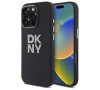 Custodia Per iPhone 16 Pro DKNY In Silicone Nera Con Logo Lucido