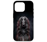 Custodia per iPhone 16 Pro dolce elegante nero afghano cane ironia levriero