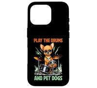 Custodia per iPhone 16 Pro Drummer Dog Play The Drums Pet Dog Drumming Batteria Percussioni