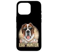 Custodia per iPhone 16 Pro Easter Bunny Saint Bernard Egg Hunter Amante dei cani
