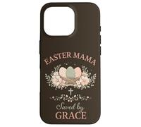 Custodia per iPhone 16 Pro Easter Mama Saved by Grace Floral Faith Citazione Design