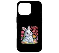 Custodia per iPhone 16 Pro Easter Vibes Only Cute Spring Bunny Eggs - Citazione positiva