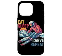 Custodia per iPhone 16 Pro Eat Sleep Carve Repeat - Ski driver Sunset Ski Design