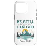 Custodia per iPhone 16 Pro Essere fermo e sapere - Salmo 46:10 Retro Mountain Christian