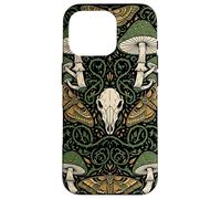 Custodia per iPhone 16 Pro Estetica Goblincore | Falena e teschio di funghi - Cottagecore